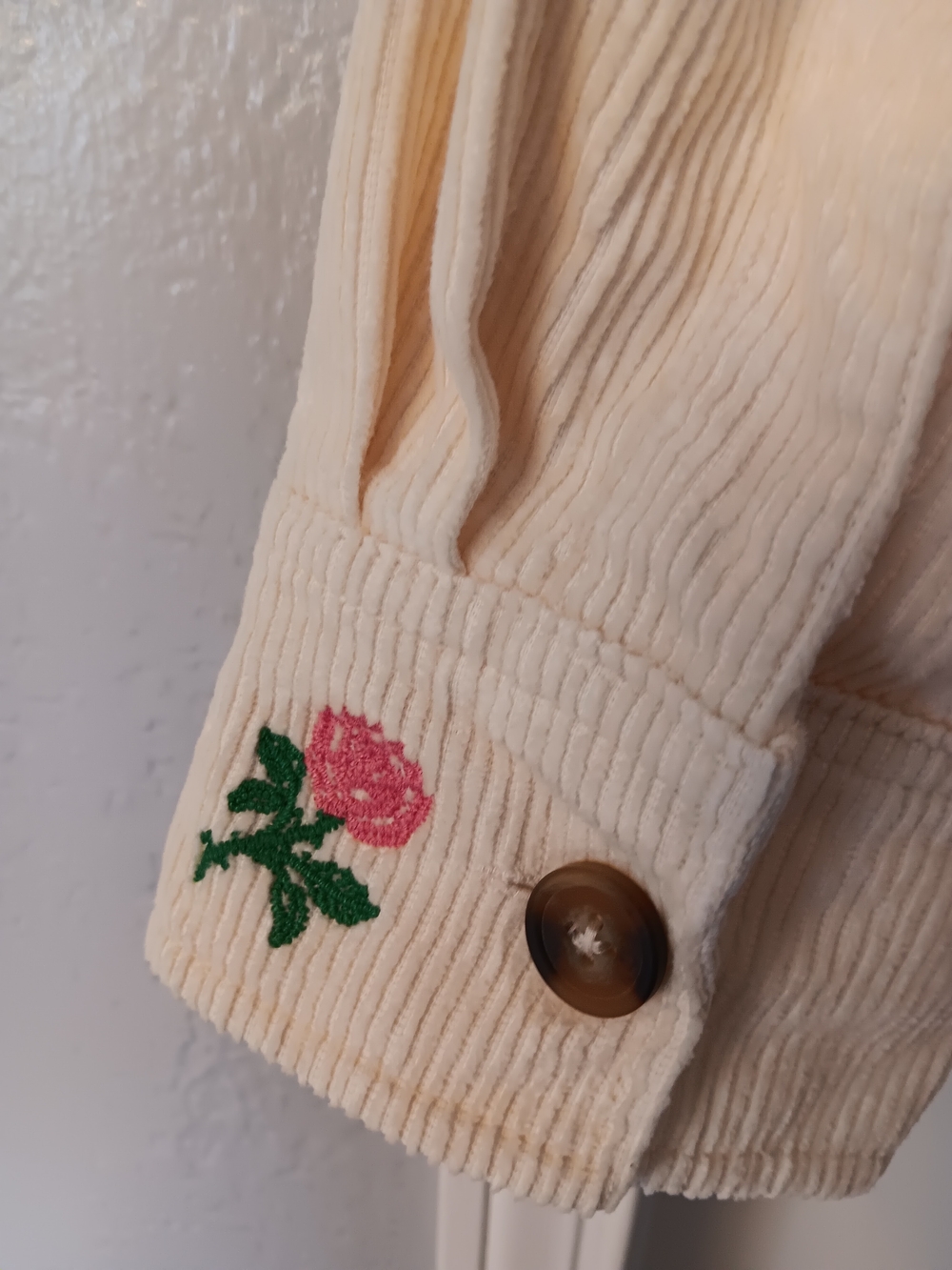 Disney Coco Cream Corduroy Shacket with Multicolor Floral Embroidery - Picture 4 of 10